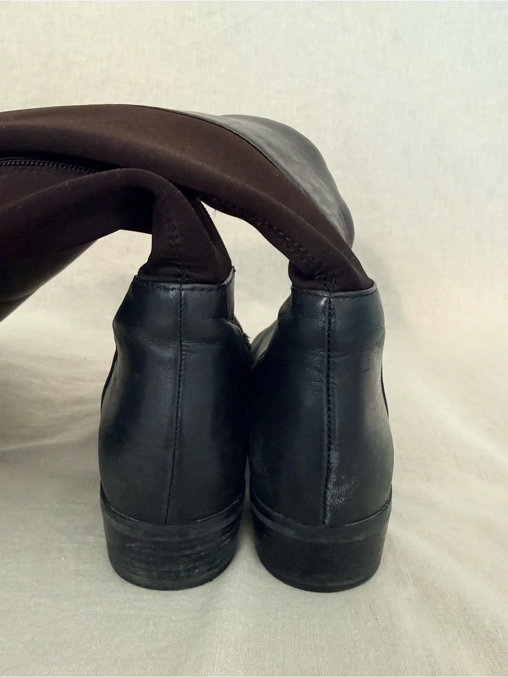 Michael Kors Over-the-Knee Leather Stretch Boots Sz 7.5 Fits 8 Black Low Heel